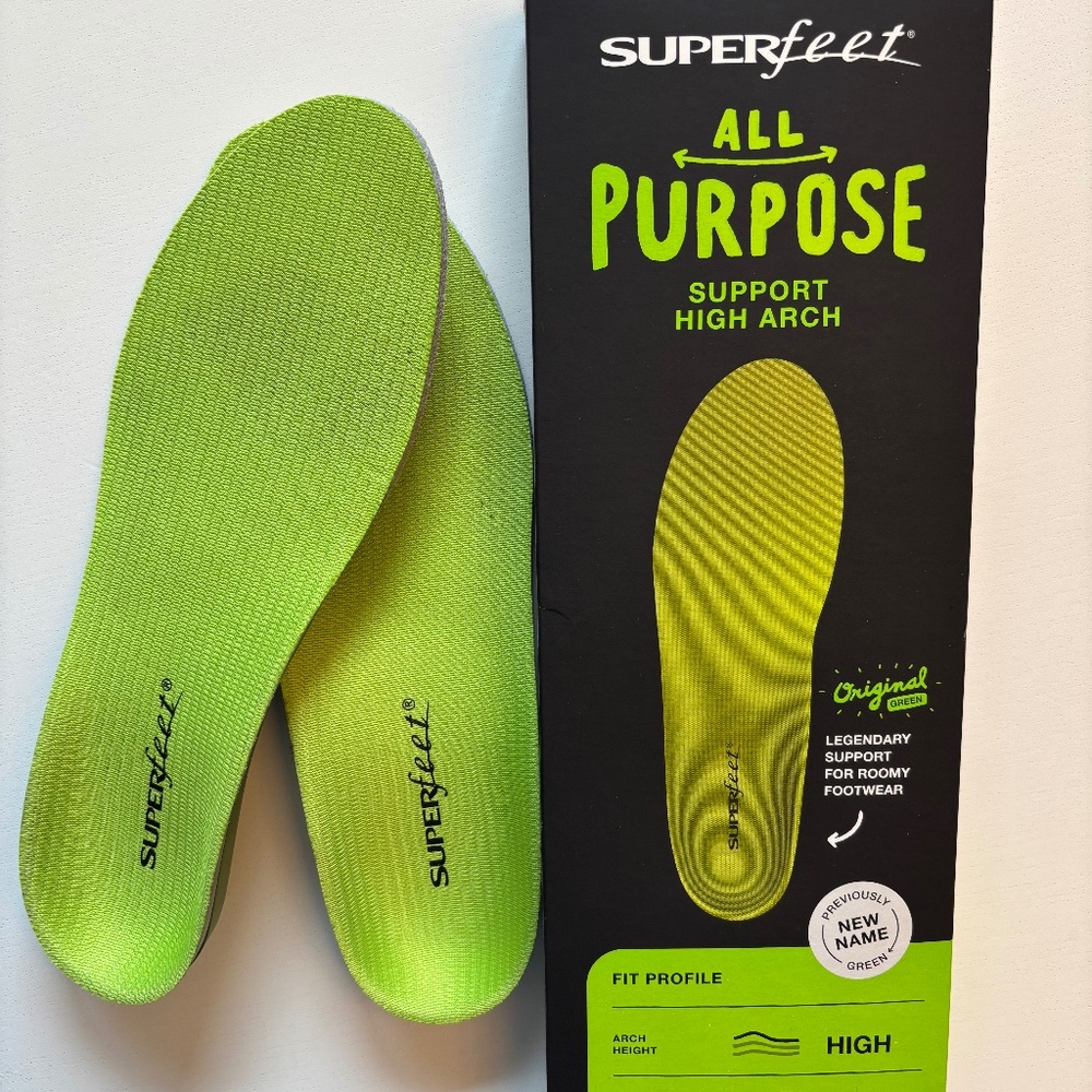 Superfeet Green Insoles, W6.5-8 or M5.5-7